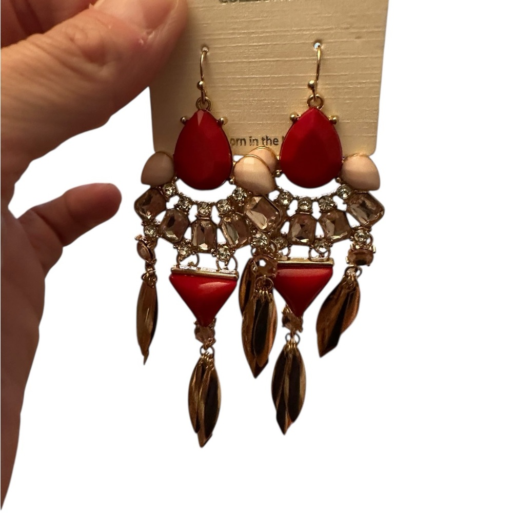 MIA Red and Gold‎ Bohemian Chandelier Earrings